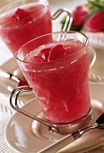 Rhubarb compote in glass cup