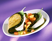 Aubergine slices with fresh goat's cheese