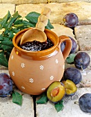 Plum jam and fresh plums