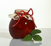 A jar of strawberry jam