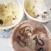 Chocolate, vanilla and pecan ice cream 