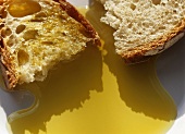 Slices of bread with olive oil
