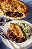 Beef pie, with mashed potatoes and cabbage
