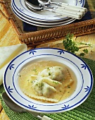 Bouillon with filled pasta parcels