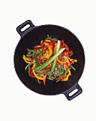 Beef with vegetables in wok