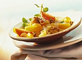 Pasta salad with oranges and walnuts