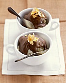 Tartuffo (vanilla ice cream with chocolate glaze & praline) 