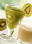 Green fruit compote with custard