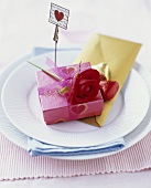 Valentine's Day gift on a place-setting