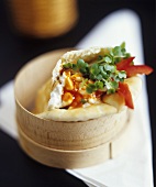 Pita Bread filled with Hummus, Meat, Vegetables & Spicy Sauce