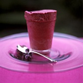 Home-made blueberry ice cream in a glass