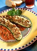 Courgettes stuffed with lamb