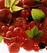 Strawberries, raspberries, redcurrants & a cherry
