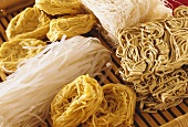 Still life with various Asian noodles
