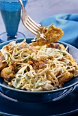 Chinese egg noodles with lemon grass and chicken breast