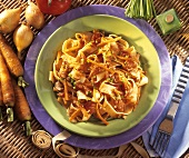 Home-made noodles with tomato sauce