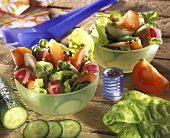 Gemischter Salat mit Tomate, Gurke, Radieschen und Ei