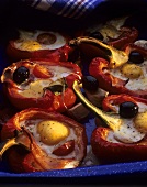 Eggs baked in red pepper