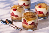 Mini raspberry trifles in glasses