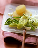 Marinated leek with Harzer cheese