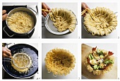 Making deep-fried noodle nests