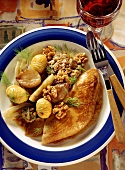 Roast turkey with chestnuts and walnuts