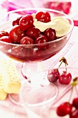 Cherry compote with quark mousse