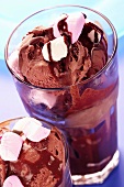 Chocolate ice cream in glasses