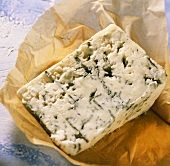 A piece of Gorgonzola on paper