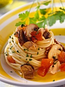 Spaghetti alla Val d'Erice (Spaghetti with tuna & mushrooms)
