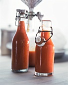 Home-made ketchup in bottles