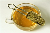 Rosemary tea and dried herb (Rosmarinus officinalis)