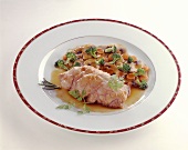 Calf's sweetbread with mushrooms and vegetables