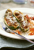 Courgettes stuffed with mince