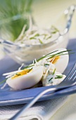 Gekochte Eier mit Meerrettich-Kräuter-Sauce