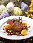 Lamb chops with vegetables and potatoes