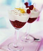 Raspberry dessert with cream