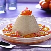 Vanilla blancmange with caramelised kumquats