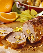 Rolled lamb roast with orange and celery stuffing