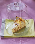 A piece of apple cheese cake with sponge fingers