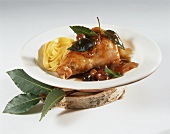 Rabbit with olives and bay leaves