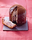 Panettone with chocolate icing & ricotta & rumtopf filling