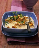 Cream of chanterelle soup with marjoram