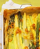 Asparagus gratin in filo pastry