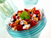 Berry muesli with almonds and yoghurt