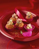 Chocolate truffles, decorated with candied fruits