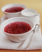 Red berry compote with pearl barley and raspberries