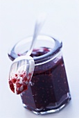 Raspberry jam in jar