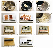 Preparing maki-sushi and nigiri-sushi