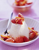 Bavarois (Bavarian cream) with marinated strawberries
